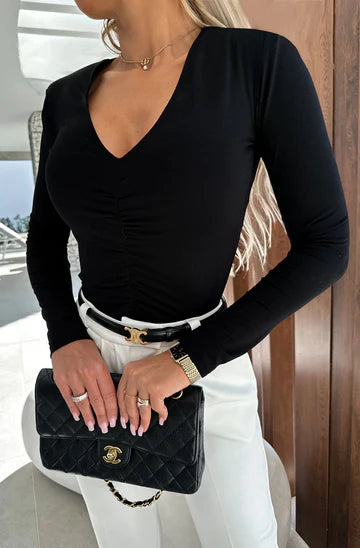 Fabia Front Ruched Bodysuit Top
