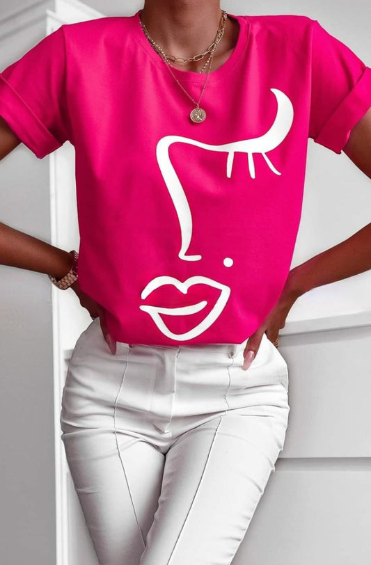 Madonna Face Abstract Print T-shirt